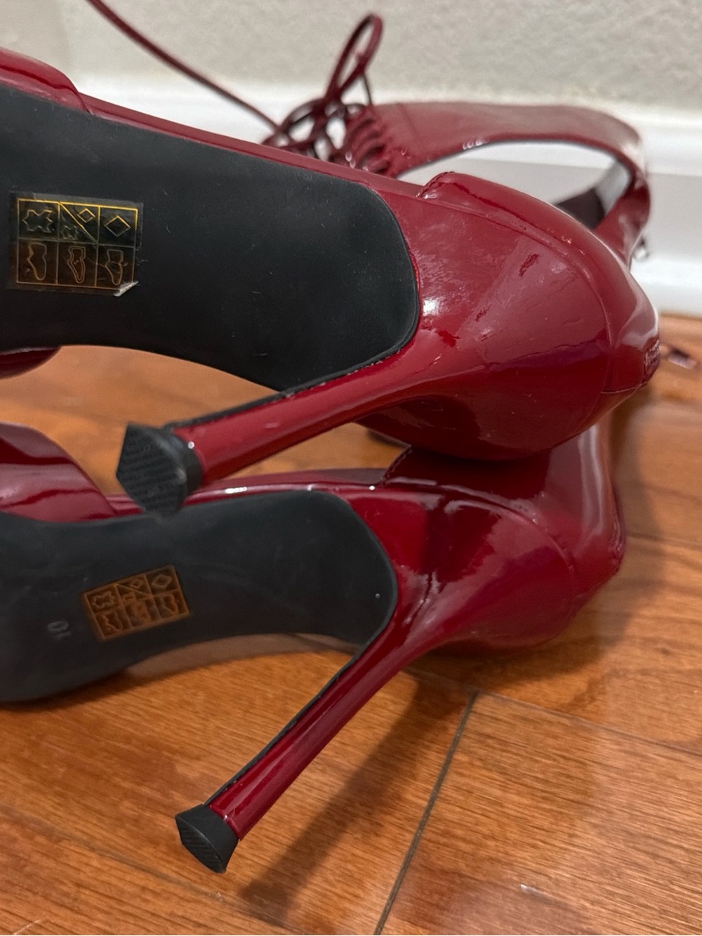 Jeffrey Campbell Red Patent Pointed-Toe Ankle-Strap Pump 10 - Picture 9 of 12